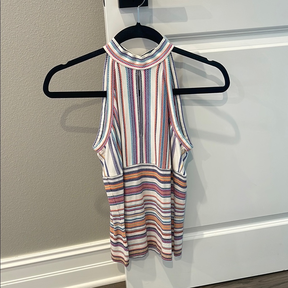 W by Worth Red and Blue High Low Sleeveless Tank Top